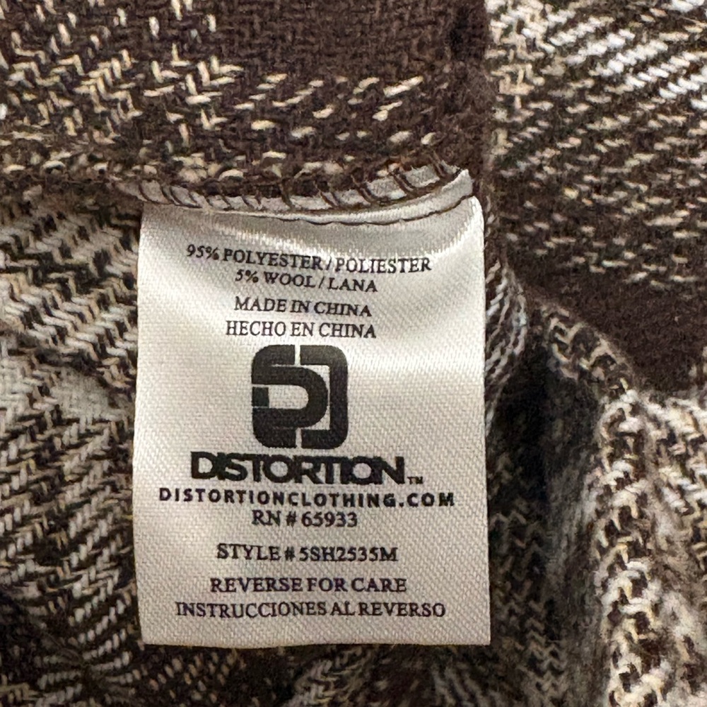 DISTORTION Men's Brown Plaid Casual Button Down Shirt,Size M,NWT - Picture 4 of 8
